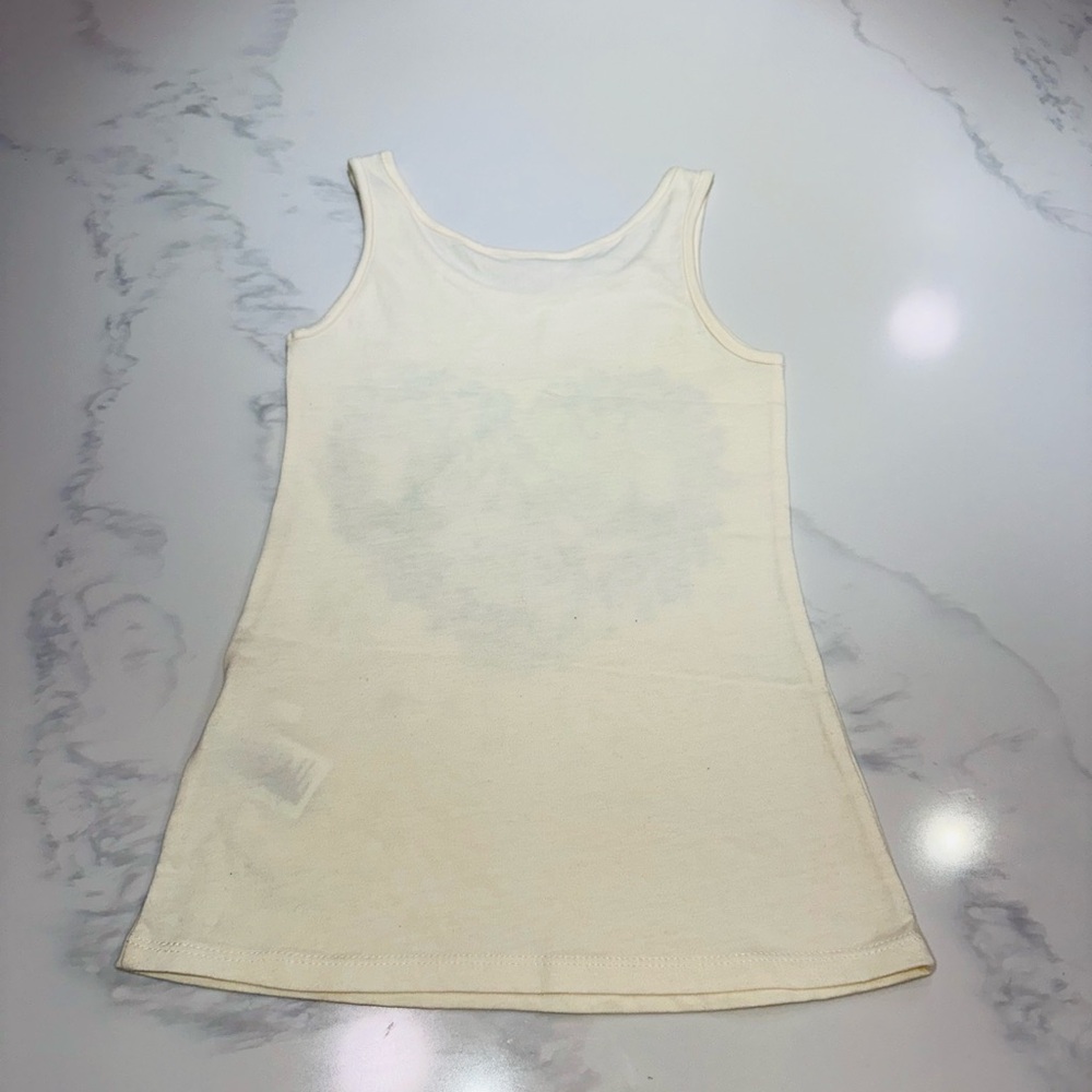 H & M SIZE 8-10 ~GIRLS CREAM SPARKLE FLORAL HORSE CREWNECK TANK TOP~SHIRT - Picture 10 of 13